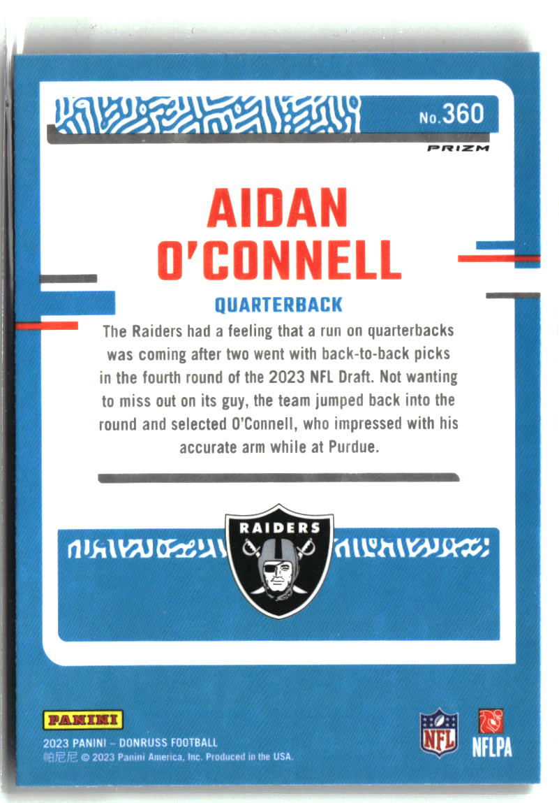 Aidan O'Connell 2023 Donruss Optic Rated Rookie Preview Red & Green Prizm #360