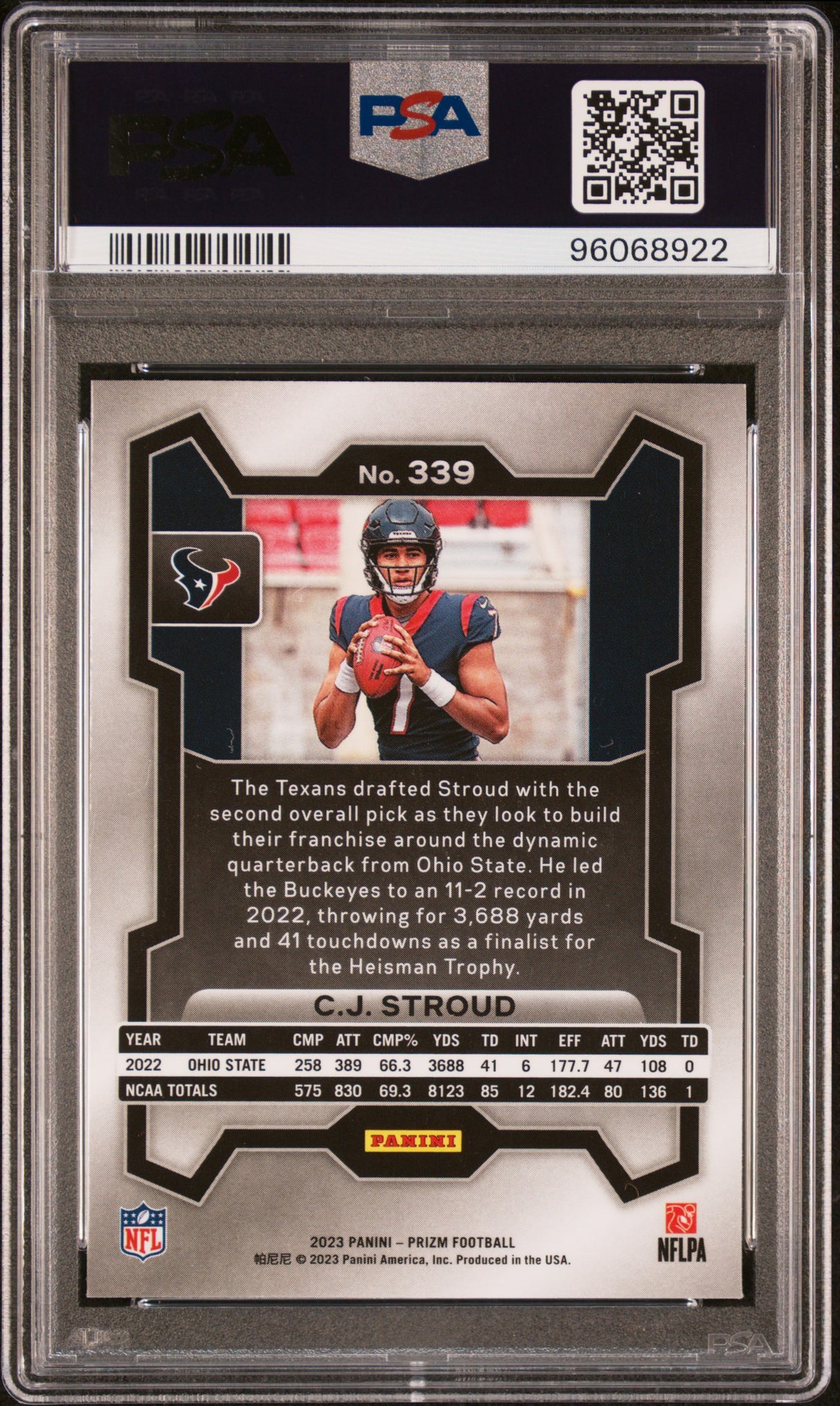 CJ Stroud 2023 Panini Prizm #339 PSA 8