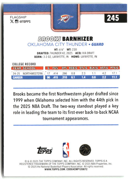 Brooks Barnhizer 2025-26 Topps #245