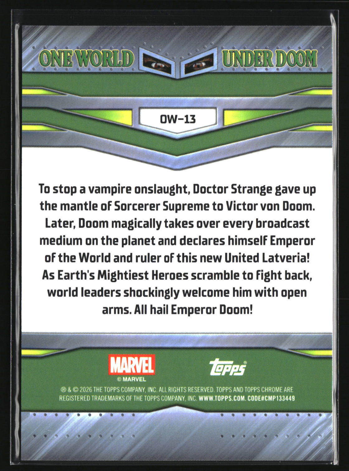 2026 Topps Chrome Marvel Comics One World Under Doom #OW-13