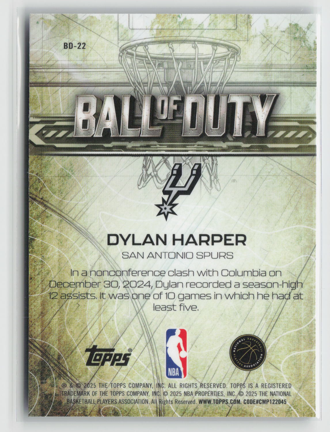 Dylan Harper 2025-26 Topps Chrome Ball of Duty #BD-22
