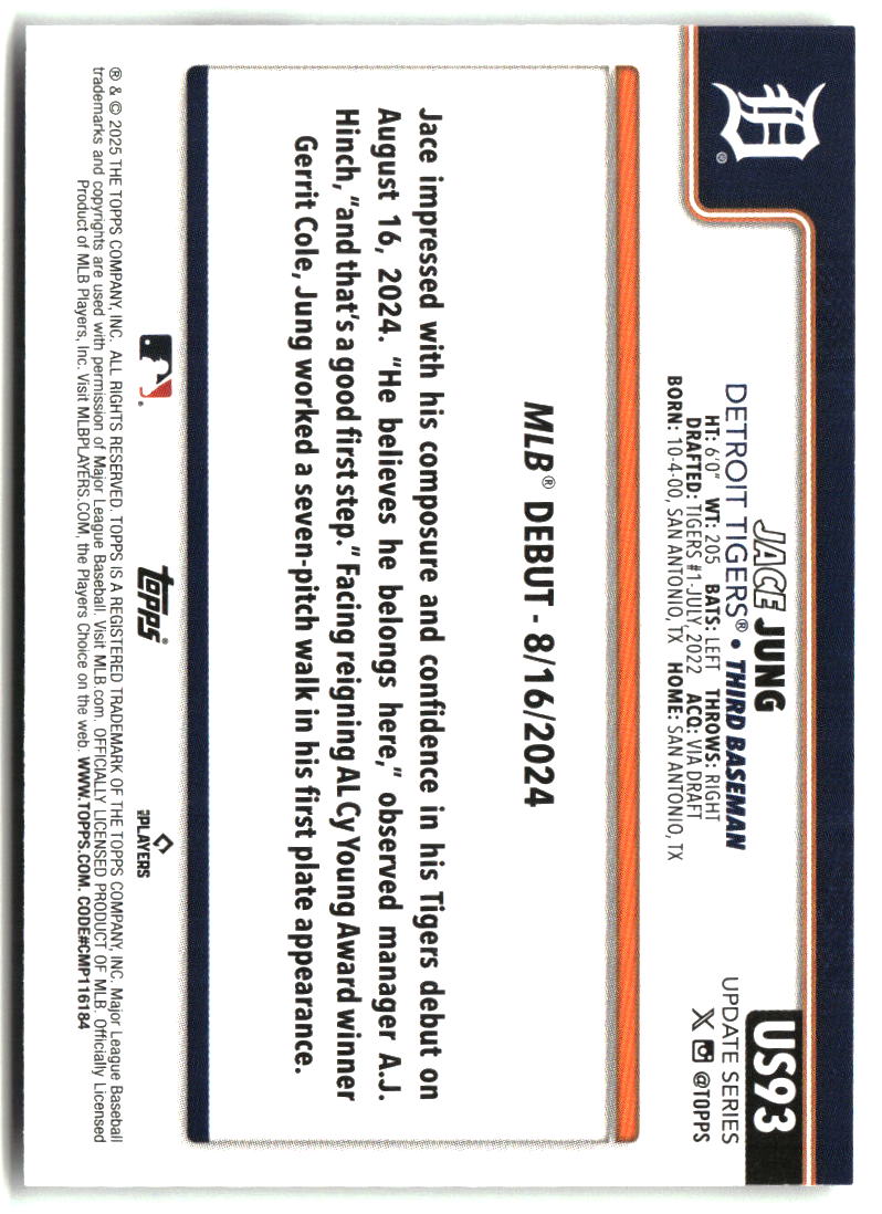 Jace Jung 2025 Topps Update #US93