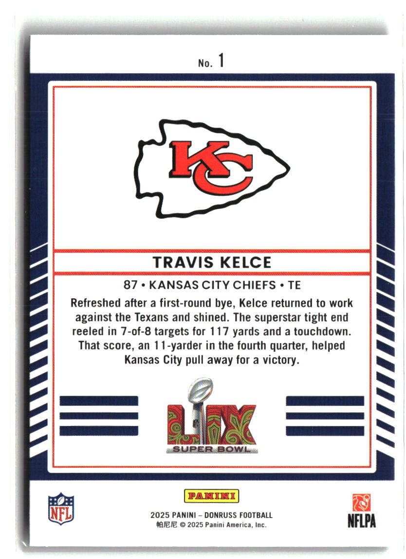 Travis Kelce 2025 Donruss Road to the Super Bowl Divisional Round #1