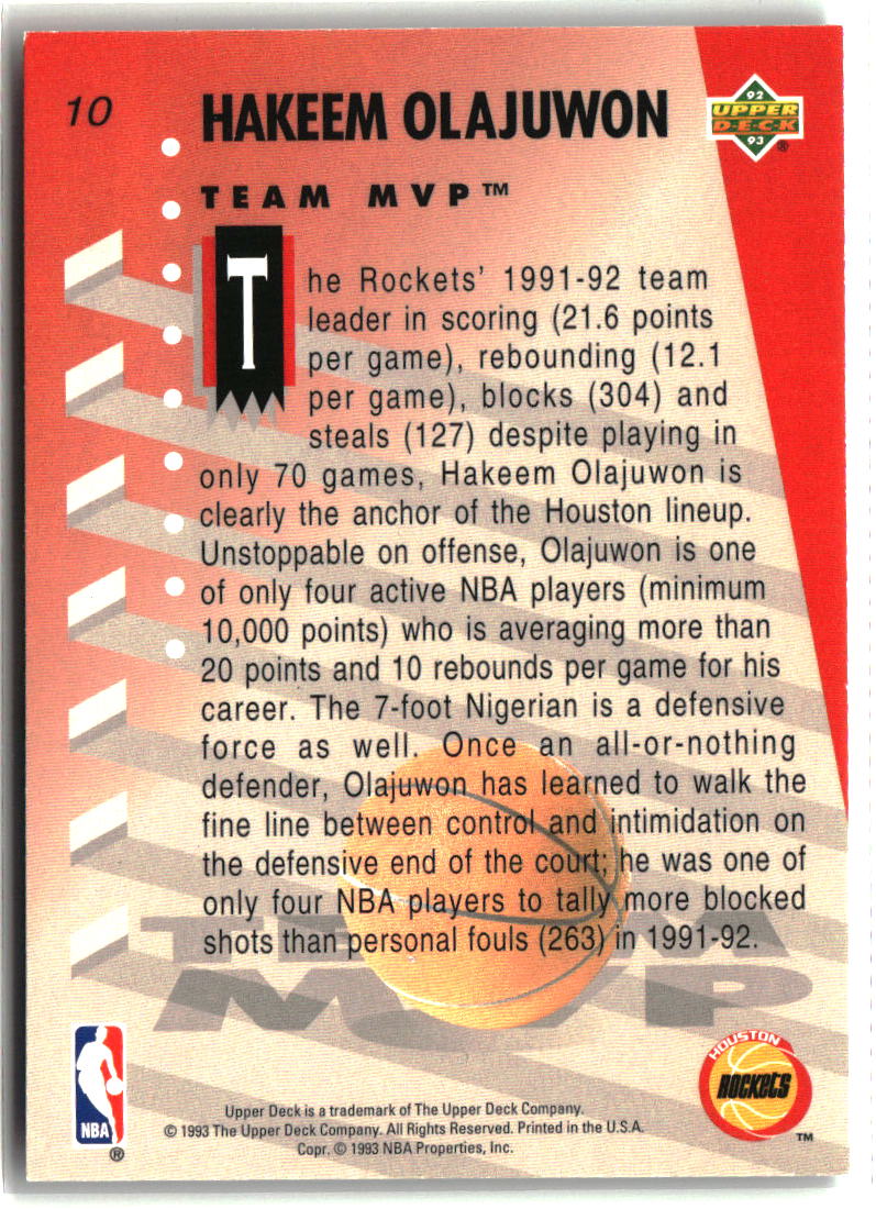 Hakeem Olajuwon 1992-93 Upper Deck MVP Holograms #10