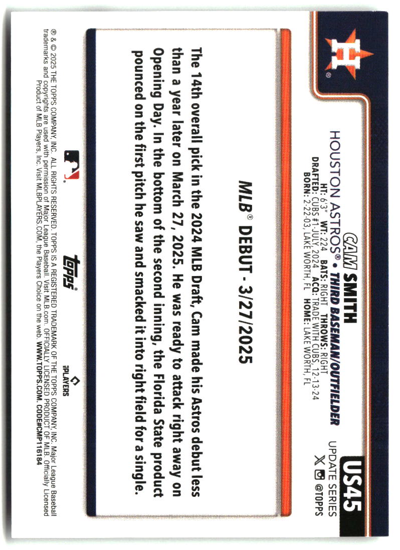 Cam Smith 2025 Topps Update #US45