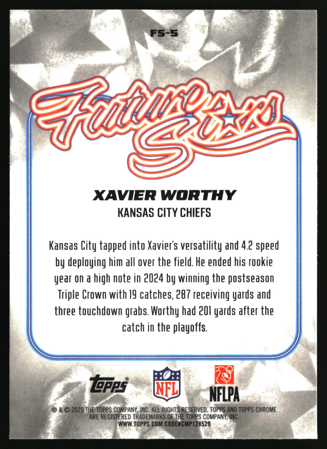 Xavier Worthy 2025 Topps Chrome Future Stars #FS-5