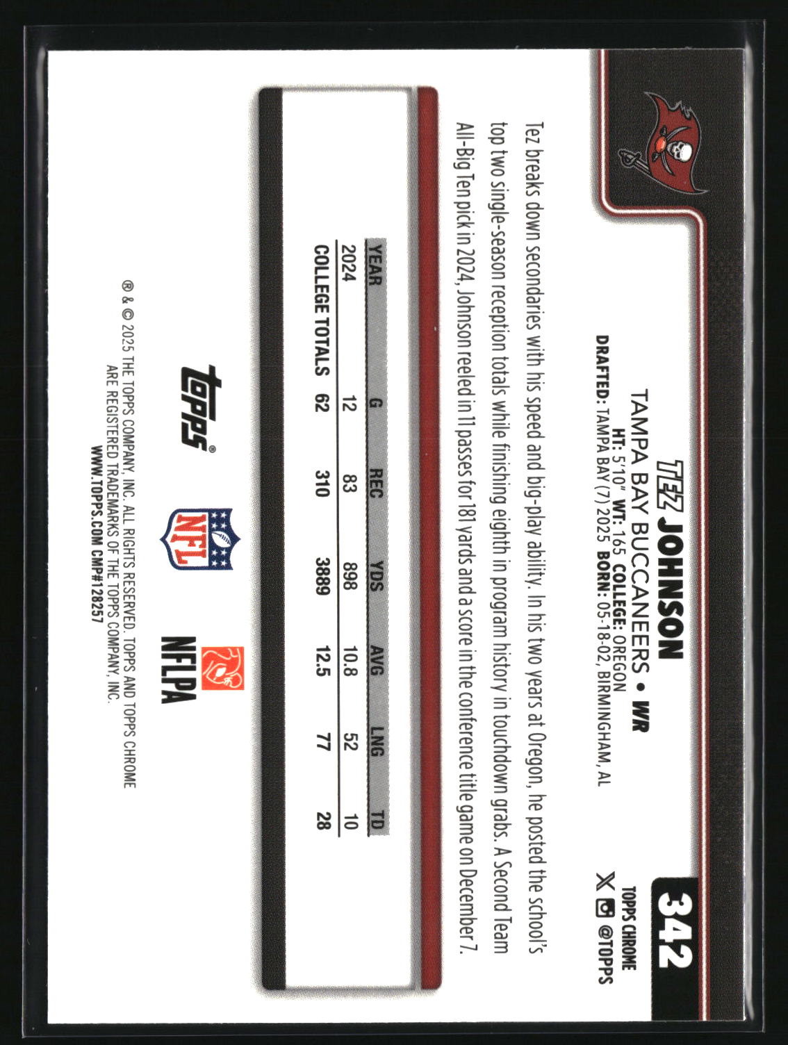 Tez Johnson 2025 Topps Chrome #342