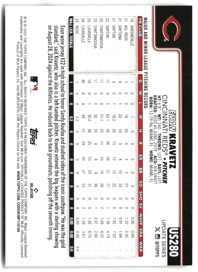 Evan Kravetz 2025 Topps Update #US280