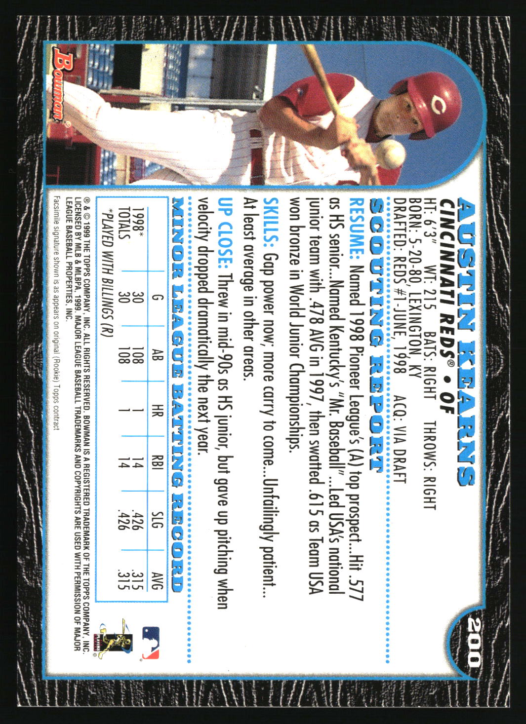 Austin Kearns 1999 Bowman #200