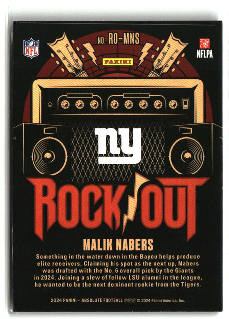 Malik Nabers 2024 Panini Absolute Rock Out #RO-MNS
