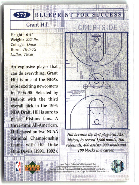 Grant Hill 1994-95 Collector's Choice #379