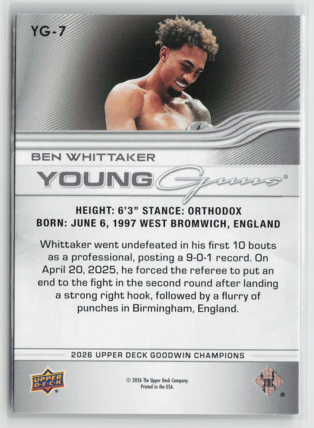 Ben Whittaker 2026 Upper Deck Goodwin Champions Young Guns #YG-7