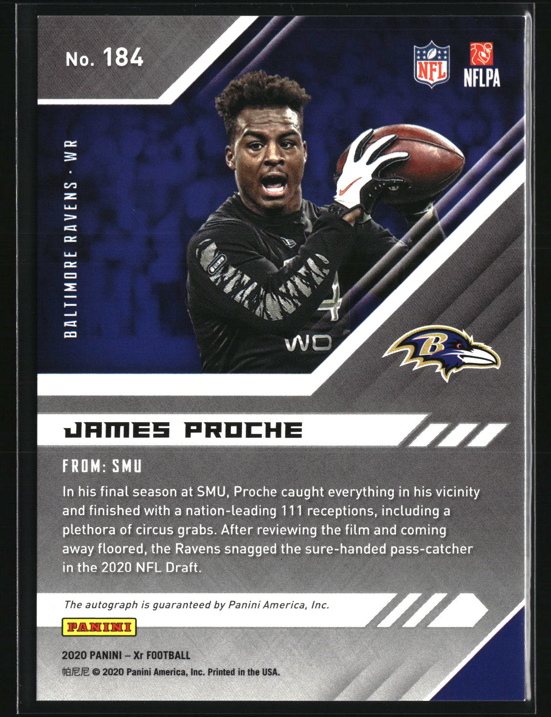 James Proche 2020 Panini XR Autographs Gold #184 #/10