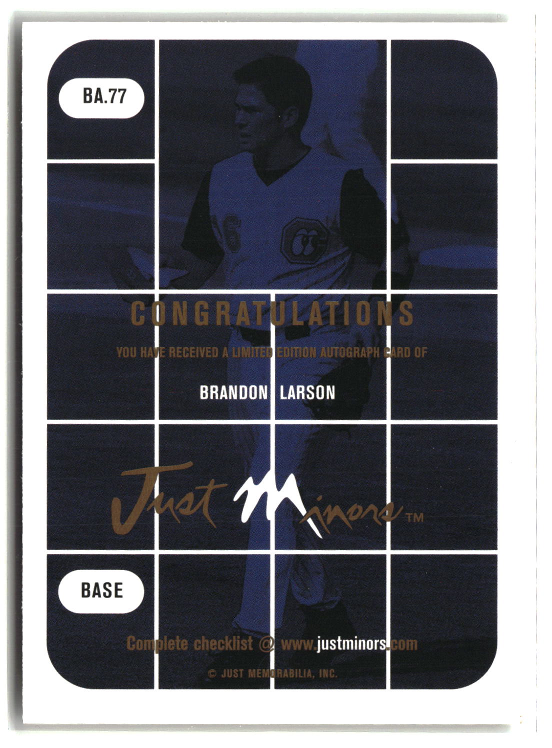Brandon Larson 2001 Just Stuff Autographs #BA.77