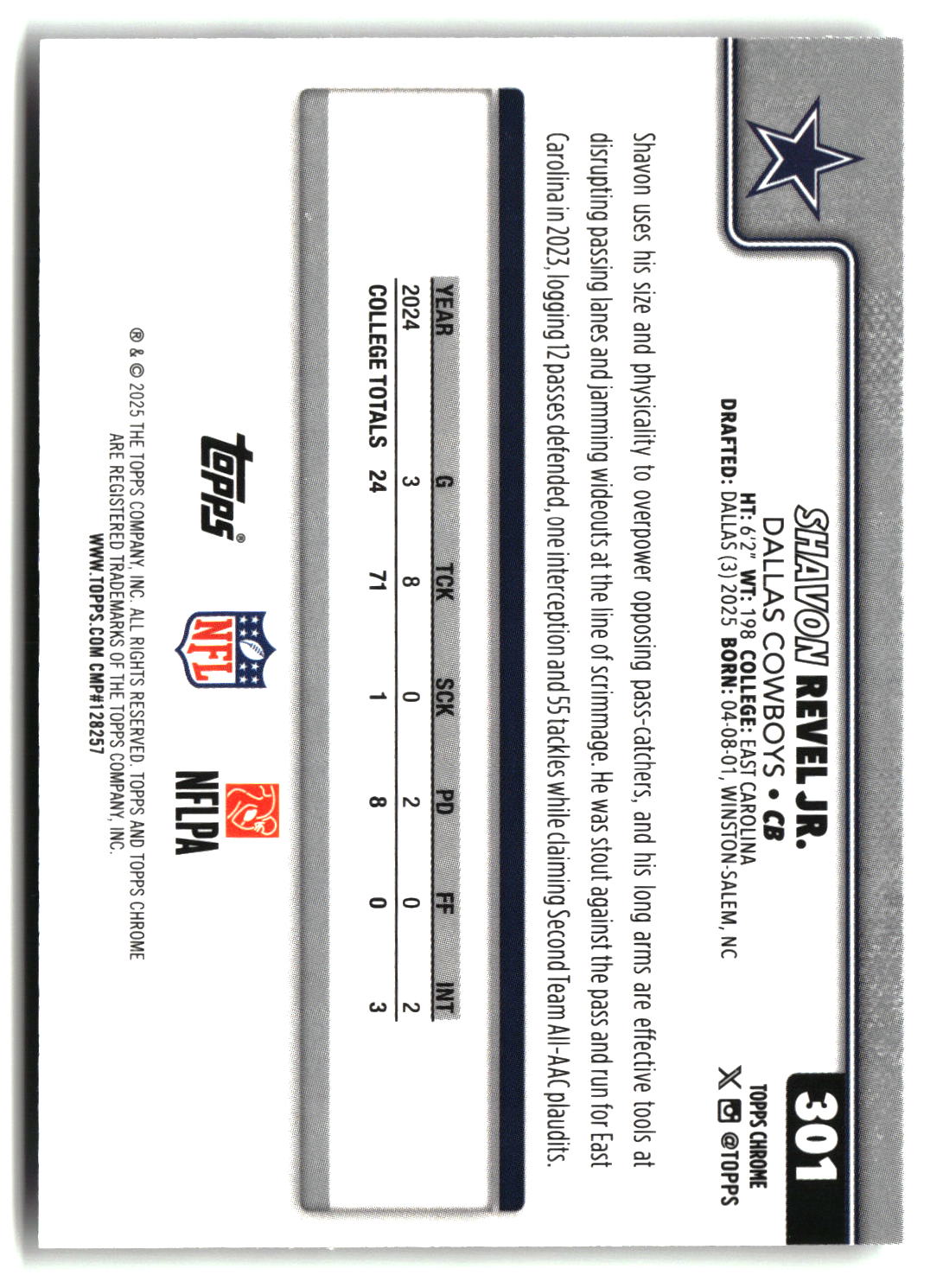 Shavon Revel Jr. 2025 Topps Chrome #301