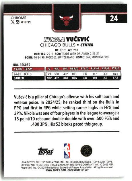 Nikola Vu?evi? 2025-26 Topps Chrome Prism Refractor #24