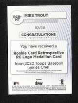 Mike Trout 2020 Topps Rookie Card Retrospective Logo Medallion Red #RCR-MT #/10