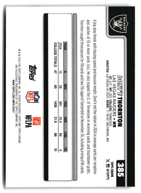 Dont'e Thornton Jr. 2025 Topps Chrome #385