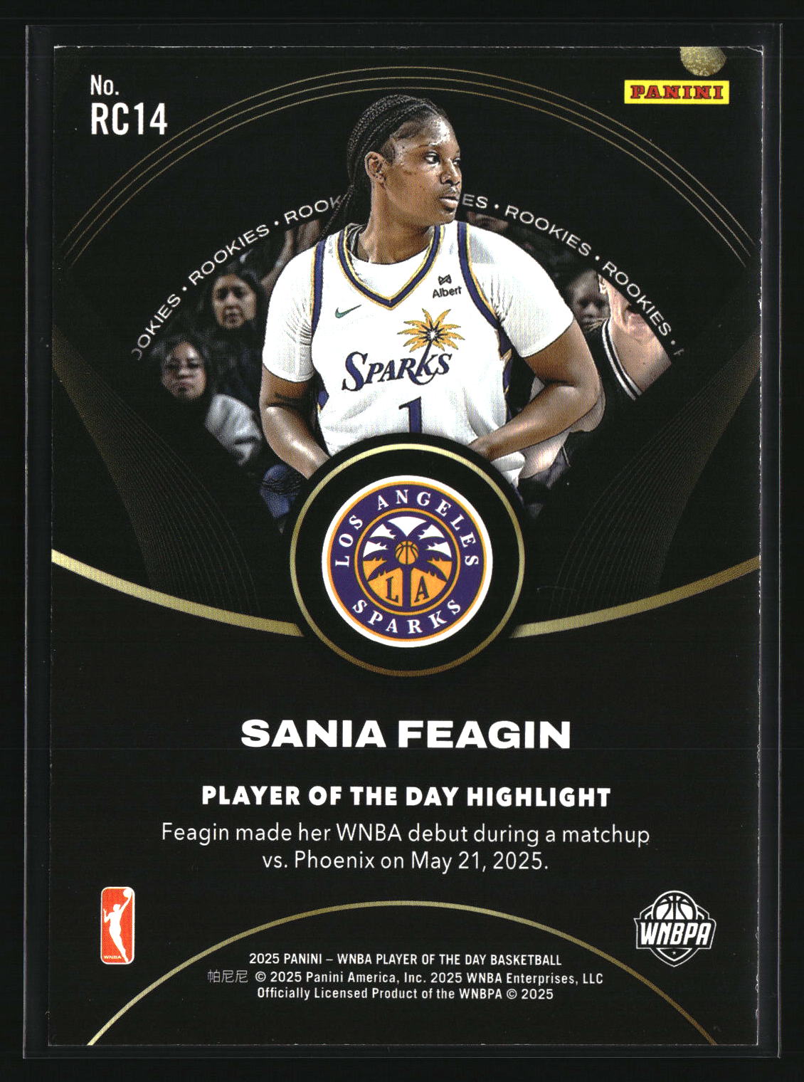 Sania Feagin 2025 Panini WNBA Player of the Day Rookies #RC14