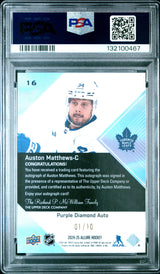 Auston Matthews 2024-25 Upper Deck Allure Auto Purple Diamond #16 #/10 PSA 10