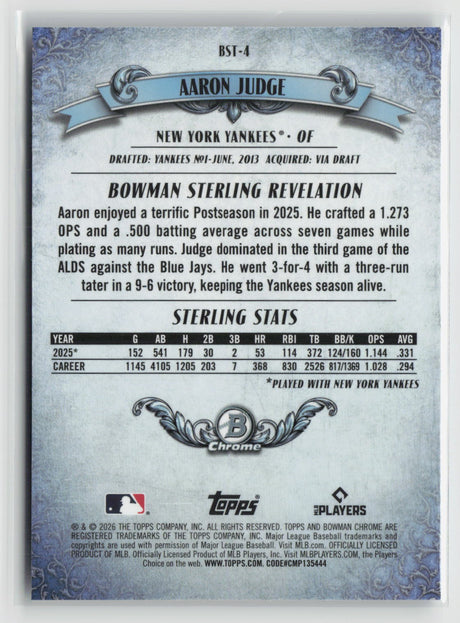 Aaron Judge 2026 Bowman Bowman Sterling #BST-4