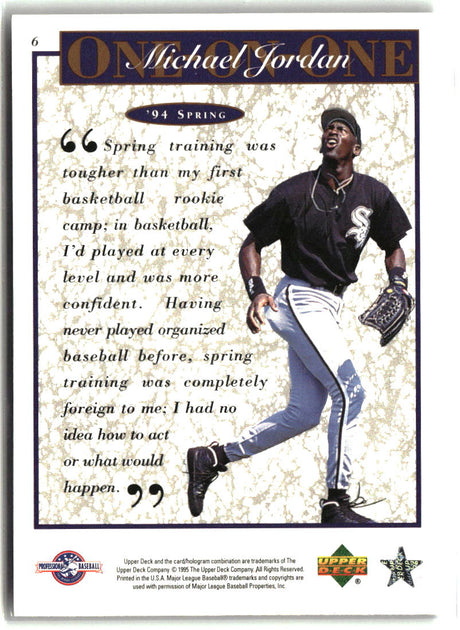 Michael Jordan 1995 Upper Deck Minor League Michael Jordan One On One #6