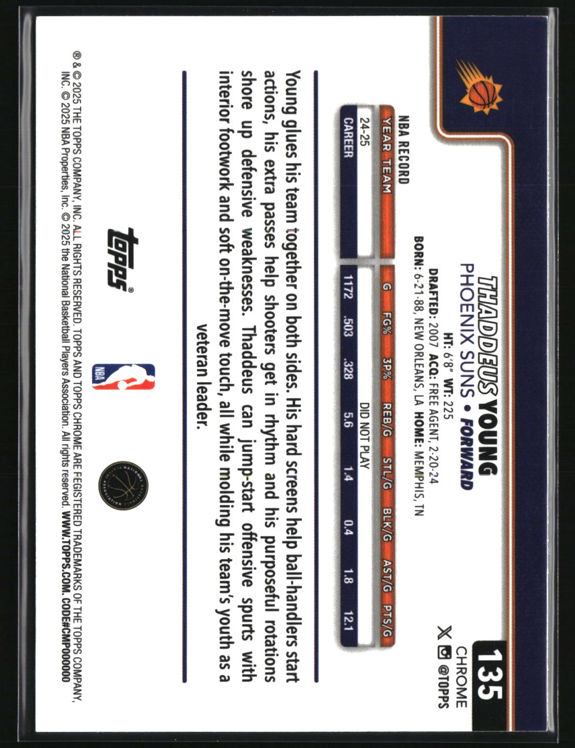 Thaddeus Young 2025-26 Topps Chrome Pulsar Refractor #135