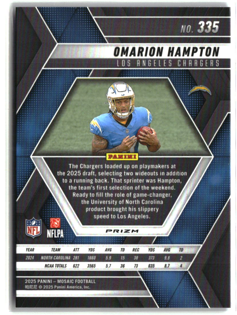 Omarion Hampton 2025 Panini Mosaic Blue Scope #335