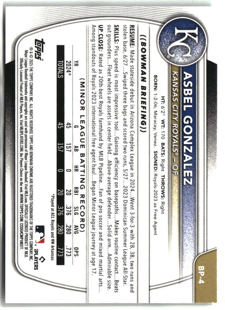 Asbel Gonzalez 2025 Bowman Prospects #BP-4