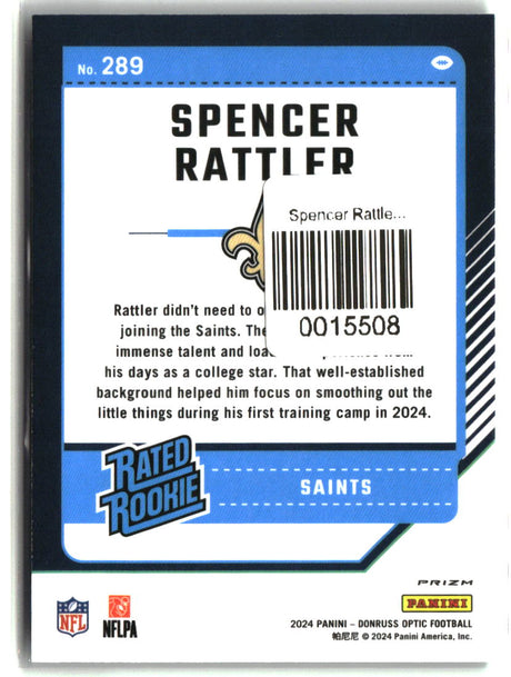 Spencer Rattler 2024 Donruss Optic Green Hyper #289