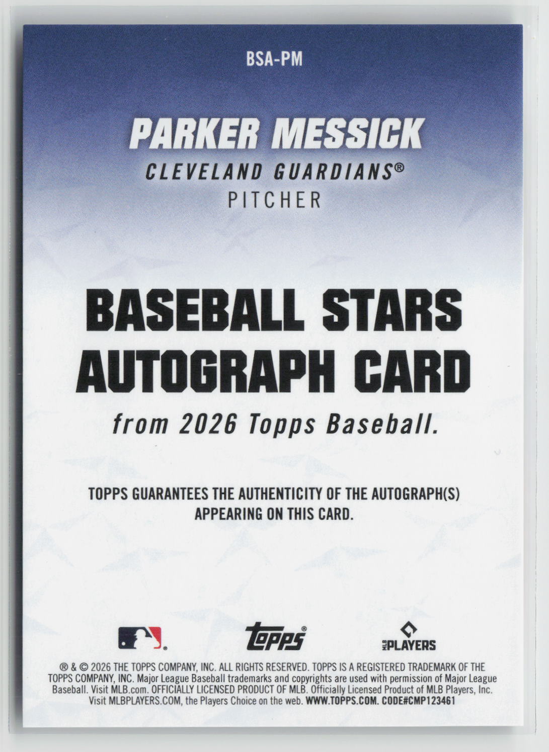 Parker Messick 2026 Topps Baseball Stars Autographs (Series One) #BSA-PM