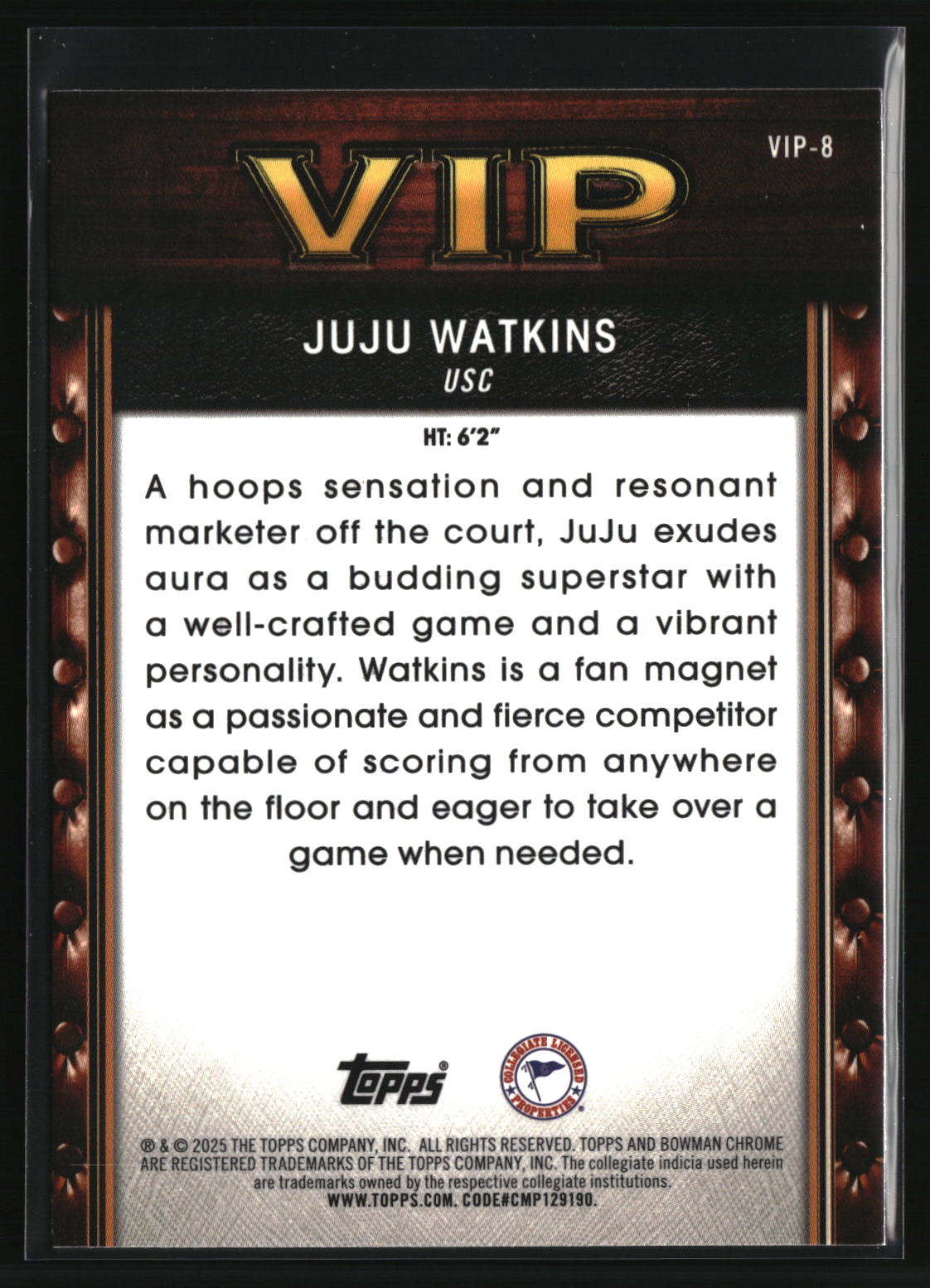 Juju Watkins 2025-26 Bowman Very Important Prospects #VIP-8