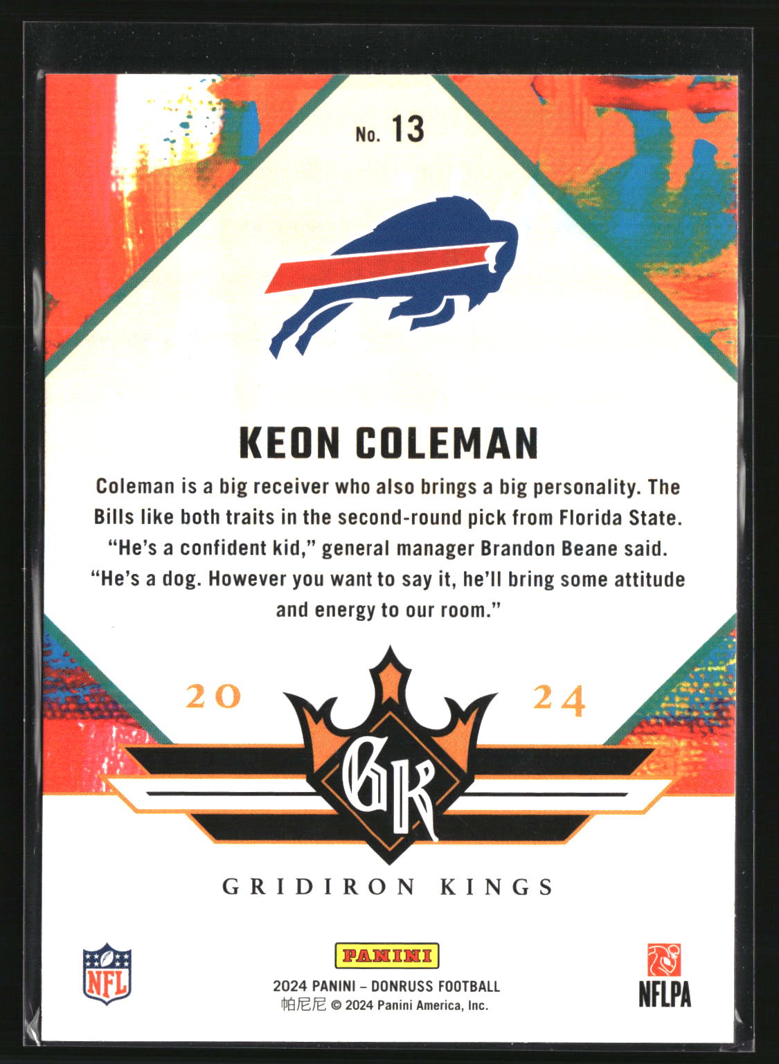 Keon Coleman 2024 Donruss Rookie Gridiron Kings #13