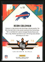 Keon Coleman 2024 Donruss Rookie Gridiron Kings #13