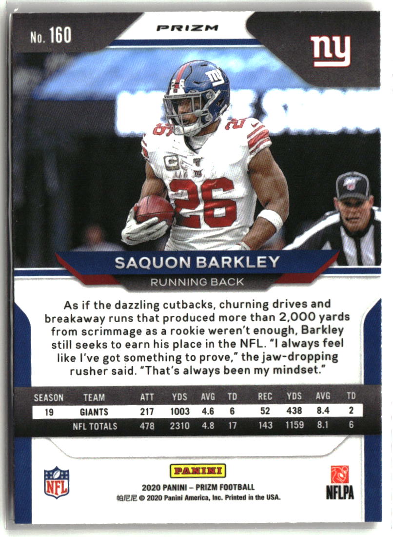 Saquon Barkley 2020 Panini Prizm Prizm Lazer #160