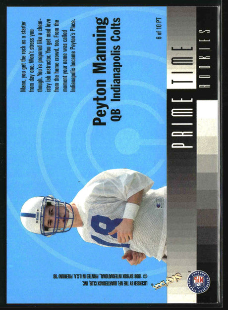 Peyton Manning 1998 SkyBox Premium Prime Time Rookies #6 PT