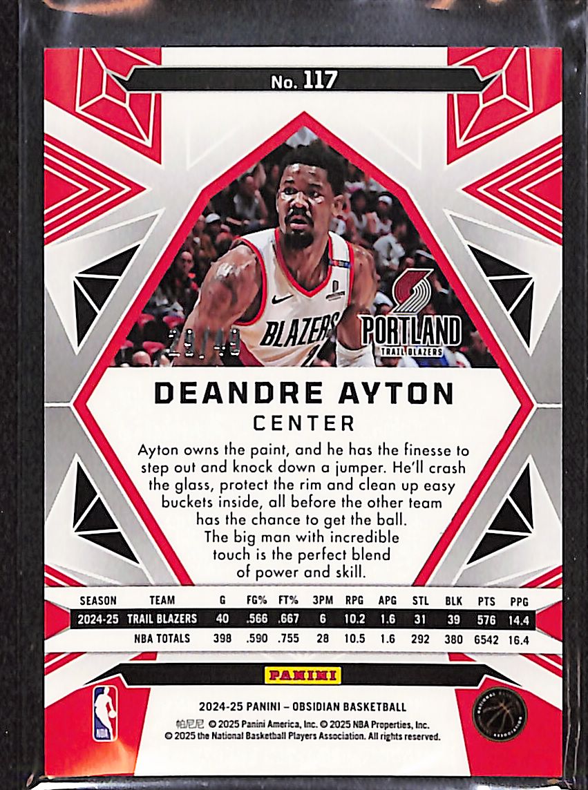 Deandre Ayton 2024-25 Panini Obsidian Electric Etch Pink Flood #117 #/49