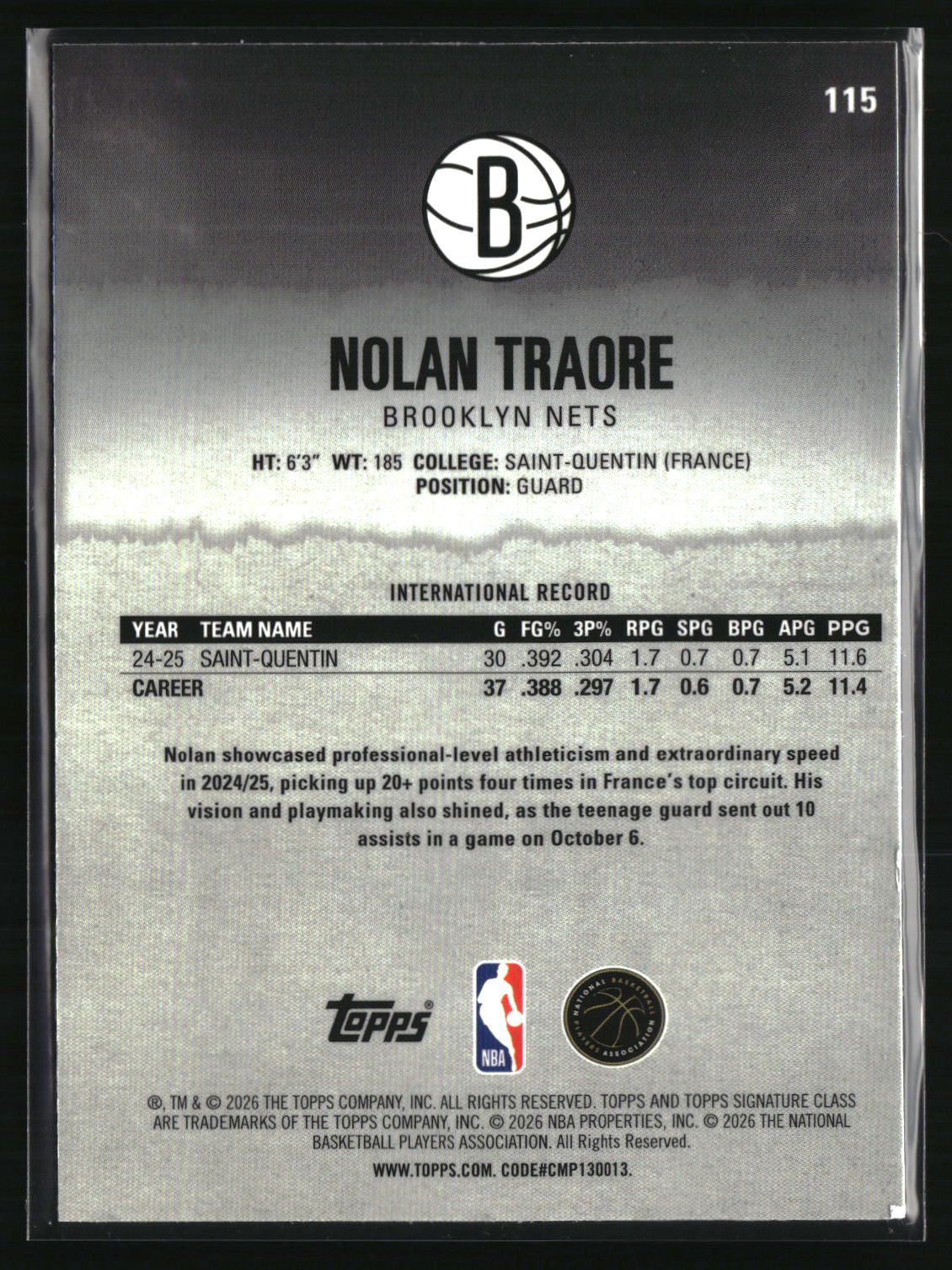 Nolan Traore 2025-26 Topps Signature Class Chrome Pandora Yellow Refractors #115