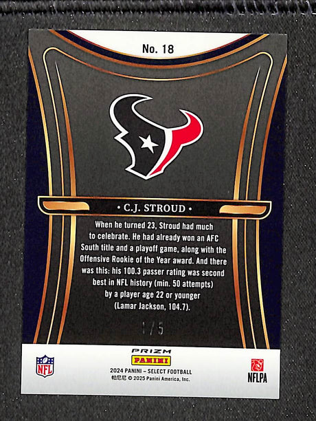 C.J. Stroud 2024 Panini Select Phenomenon Green Prizm #18 #/5