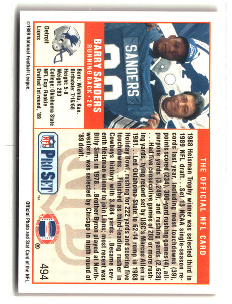 Barry Sanders 1989 Pro Set #494