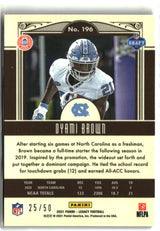 Dyami Brown 2021 Panini Legacy Rookies Premium Edition Ruby #196 #/50