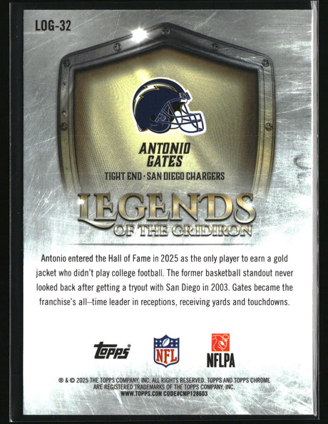 Antonio Gates 2025 Topps Chrome Legends of the Gridiron #LOG-32