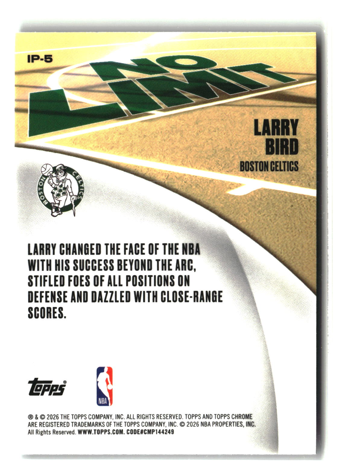 Larry Bird 2025-26 Topps Chrome Update No Limit #IP-5