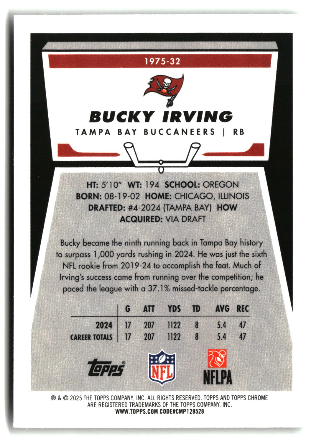 Bucky Irving 2025 Topps Chrome 1975 Topps #1975-32