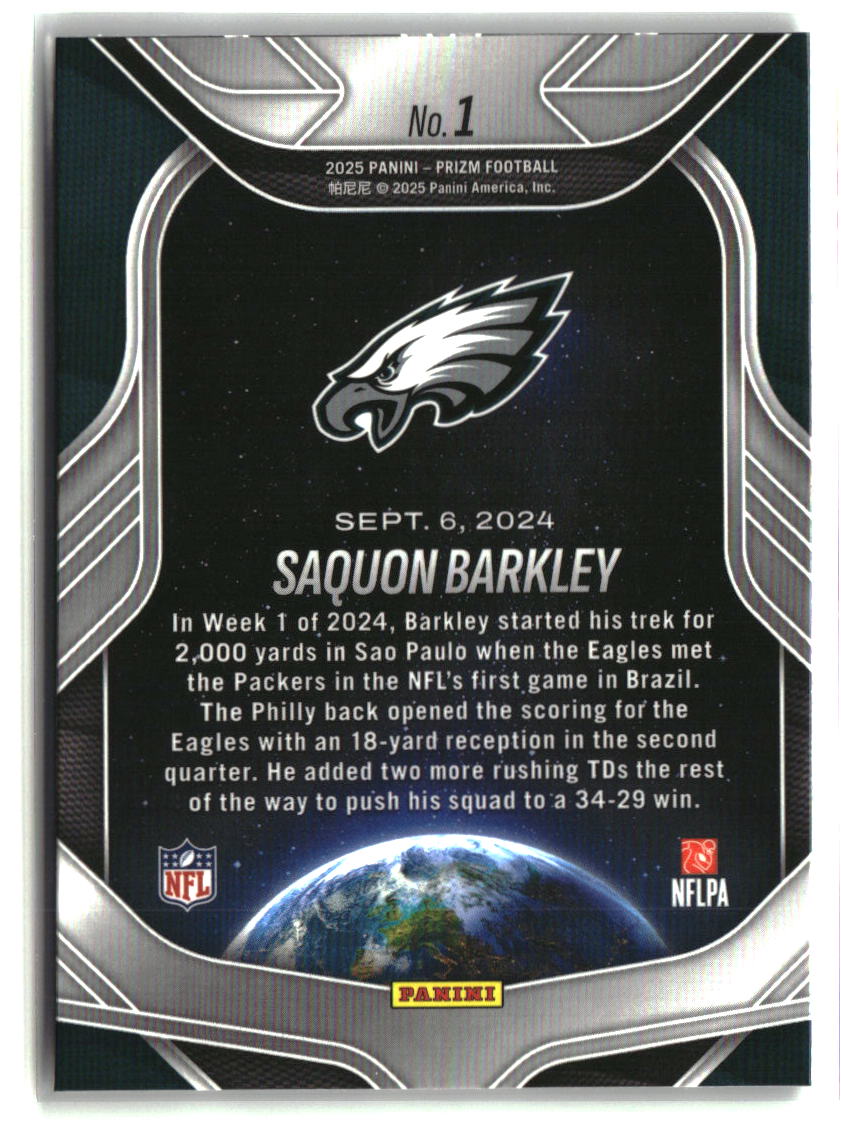 Saquon Barkley 2025 Panini Prizm Global Reach #1