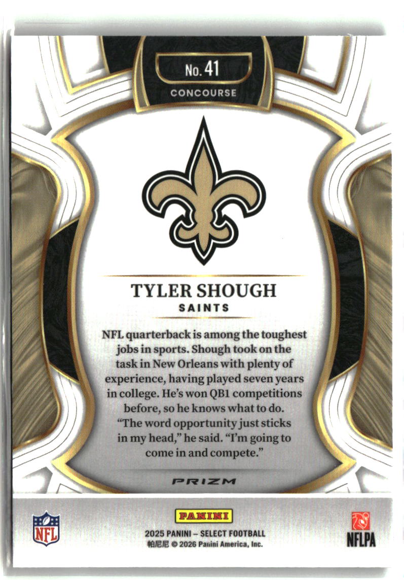 Tyler Shough 2025 Panini Select Black and Orange Prizm Shock #41