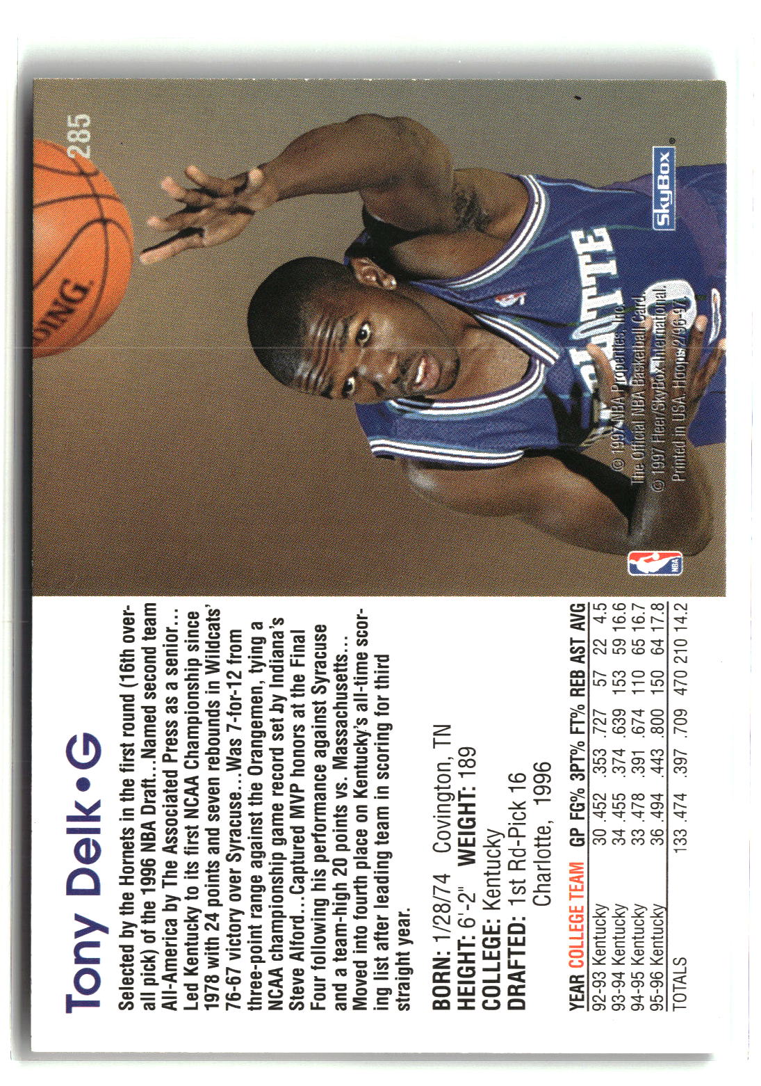 Tony Delk 1996-97 Hoops #285