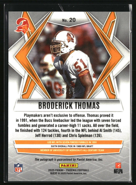 Broderick Thomas 2025 Panini Phoenix Base Autographs Pyramids Prizm #20 #/99