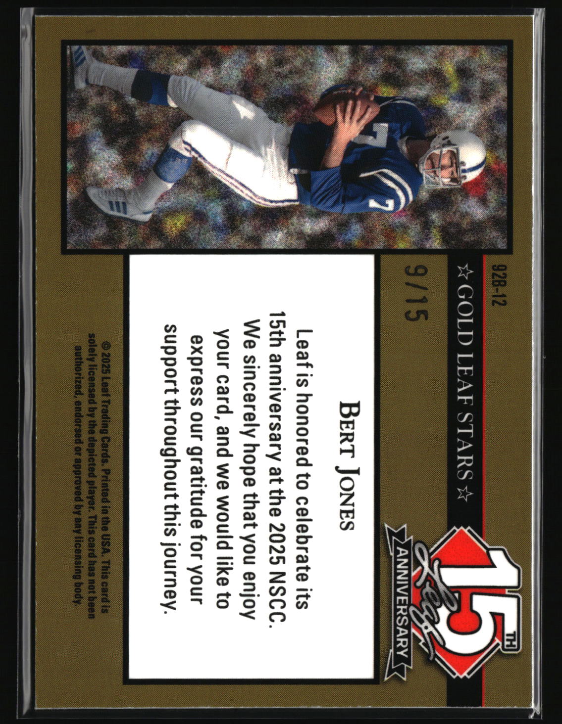 Bert Jones 2025 Leaf 1991 Base Lava Silver #91B-12 #/15