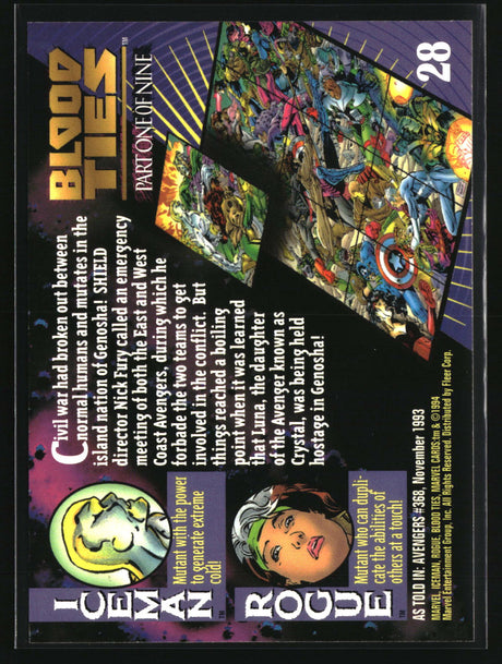 Iceman &amp; Rogue 1994 Fleer Marvel Universe #28